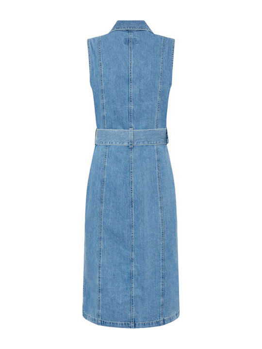 Dress Καλοκαιρινό Midi Σεμιζιέ Φόρεμα Τζιν Blue