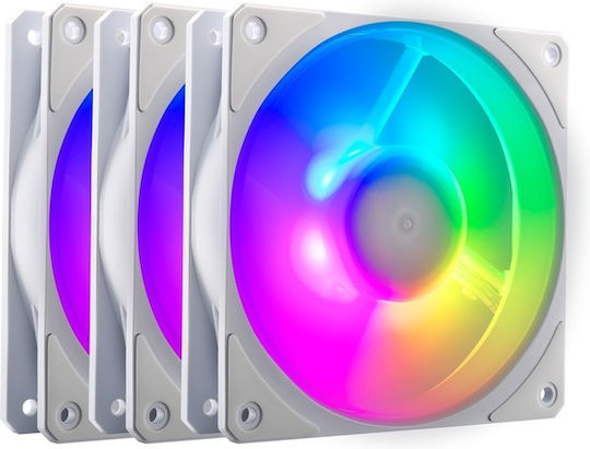 CoolerMaster Mobius 120P Case Fan with ARGB Lighting and Connection 4-Pin PWM 3pcs White