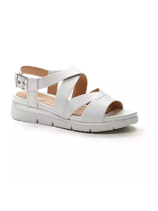 Stonefly Leather Women's Flat Sandals in White Color