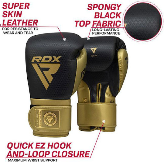 RDX Mark Pro Boxing Gloves made of Synthetic Leather for Match Gold