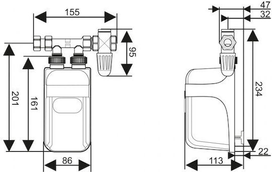 Dafi Wall Mounted Electric Two-Phase Instant Water Heater for Kitchen 9kW