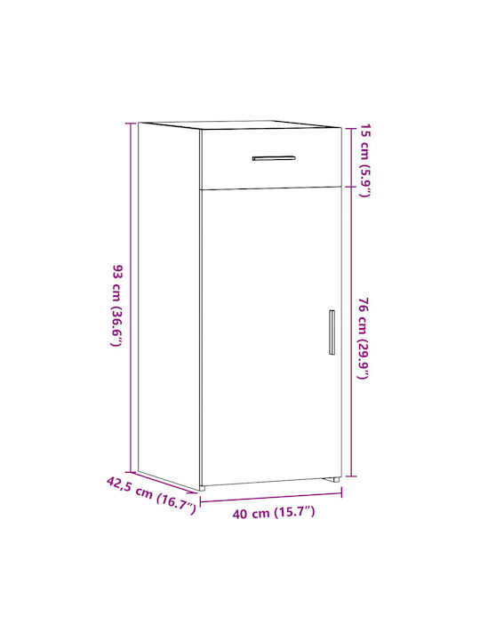 Living Room Display Cabinet Made of Particle Board Grey 40x42.5x93cm