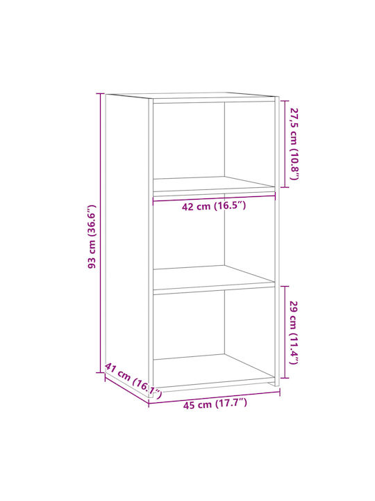 Grey Bookcase 45x41x93cm
