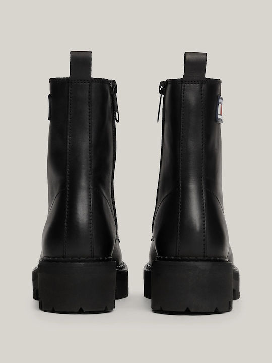 Tommy Hilfiger Boot Leder Damen Knöchelstiefel Schwarz