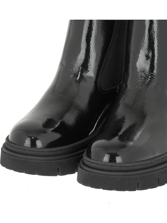 Stiefeletten Damen aus Lackleder Schwarz