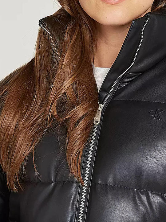 Κοντό Γυναικείο Puffer Μπουφάν για Χειμώνα Black