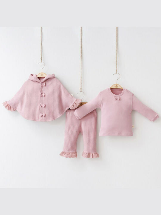 Kids Set with Pants Winter 3pcs Pink