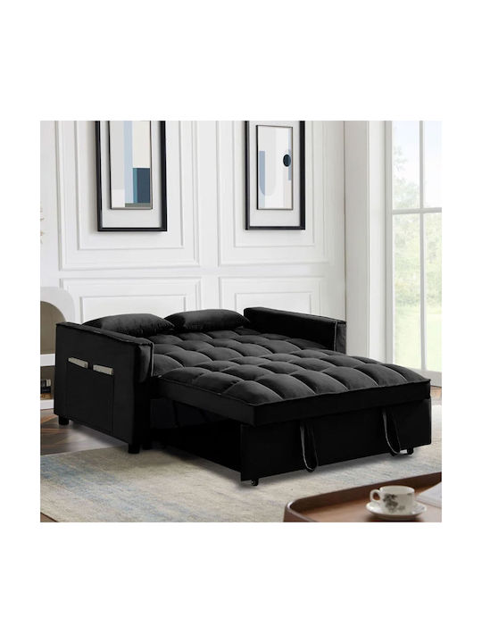 Tempo Doppelsitzer Sofa Bett Samt Schwarz 141x98x77cm E998,2