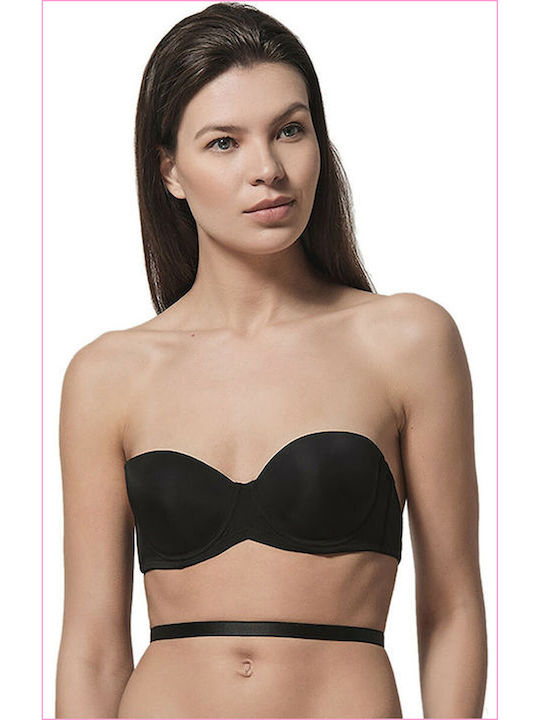 Luna Sticker Push Up Sticker Strapless Bra Underwire Black