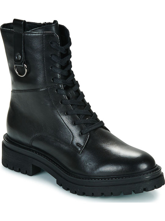 Geox D Iridea Leather Women's Ankle Boots with Medium Heel Black