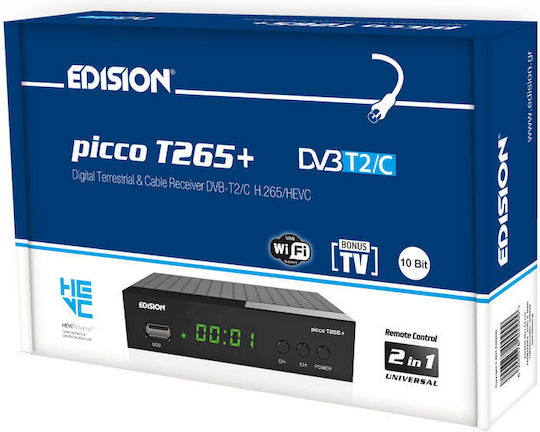 Edision Picco T265 Ψηφιακός Δέκτης Mpeg-4 SD (480p) με Λειτουργία PVR (Εγγραφή σε USB) Σύνδεσεις SCART / HDMI / USB