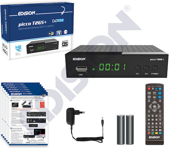 Edision Picco T265 Ψηφιακός Δέκτης Mpeg-4 SD (480p) με Λειτουργία PVR (Εγγραφή σε USB) Σύνδεσεις SCART / HDMI / USB