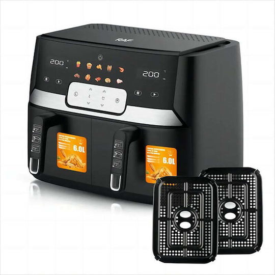 Raf R5272 Air Fryer με Διπλό Αποσπώμενο Κάδο 9lt Μαύρο