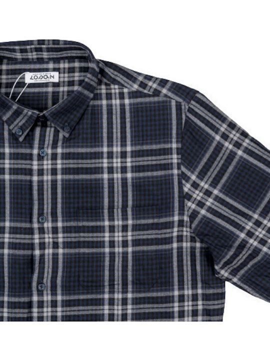 Langärmlig Flanell Hemd Geprüft Blue