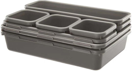 Plastic Cutie de Depozitare cu Capac Gri 23.5x16cm 8buc