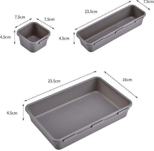 Plastic Cutie de Depozitare cu Capac Gri 23.5x16cm 8buc