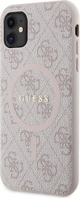 Guess 4g Collection Leather Metal Logo Magsafe Задна корица Пластмаса Розов (iPhone 11)