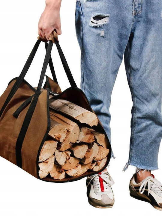 Wooden Firewood Carrying Bag Brown