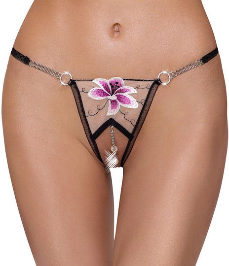 Boss Of Toys Γυναικείο Sexy String Αυτοκινήτου με Πέρλες Μαύρο