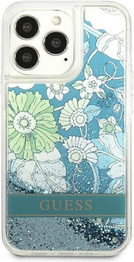 Guess Liquid Glitter Flower Задна корица Силикон Син (iPhone 13 Pro Max)