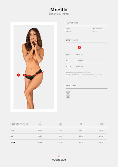 Boss Of Toys Γυναικείο Sexy String με Δαντέλα Μαύρο