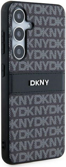 DKNY Leather Mono Stripe & Metal Logo Back Cover Silicon / Plastic Negru (Galaxy S24)