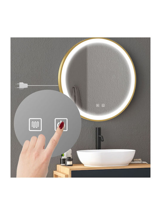 Tutumi Кръгло Банско Огледало LED 60x60см Златист