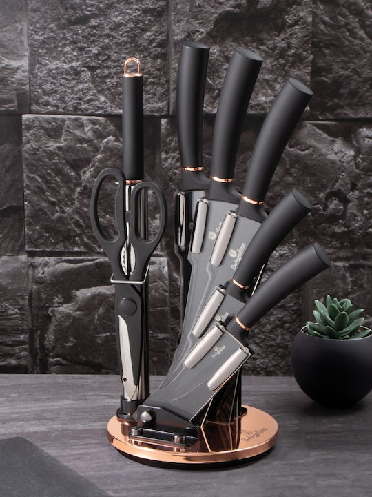 Berlinger Haus Black Rose Collection Knife Set with Block from Stainless Steel 8pcs