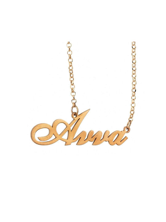 Goldsmith Necklace Name from White Gold 9 K