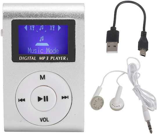 Mini USB Metal Clip MP3 Player (32GB) with LCD Screen Silver