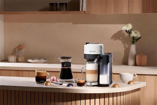 De'Longhi Lattissima Pod Coffee Machine for Vertuo Capsules 19bar Pressure with White Milk Frother