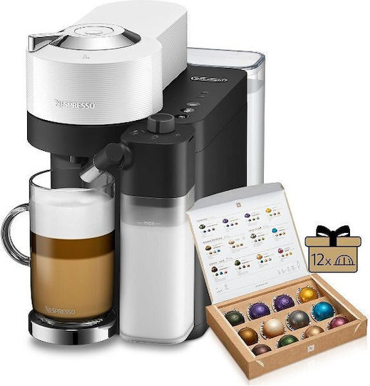 De'Longhi Lattissima Pod Coffee Machine for Vertuo Capsules 19bar Pressure with White Milk Frother