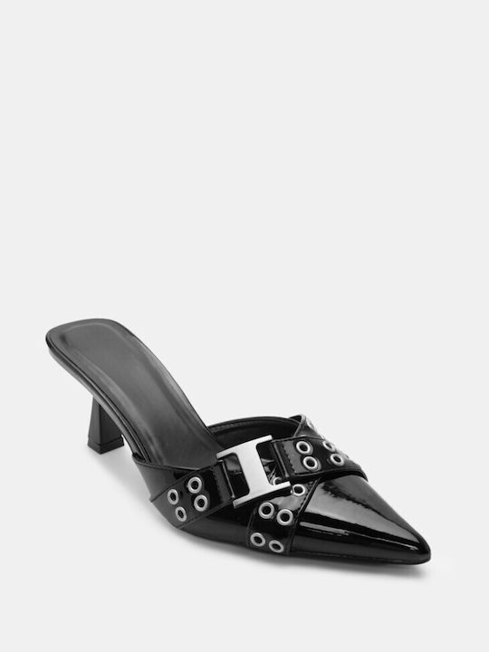 Luigi Heel Mules Black