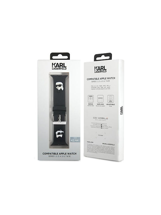 Karl Lagerfeld Heads Armband Silikon Schwarz (Apple Watch 44/45/46mm/Ultra 49mm)