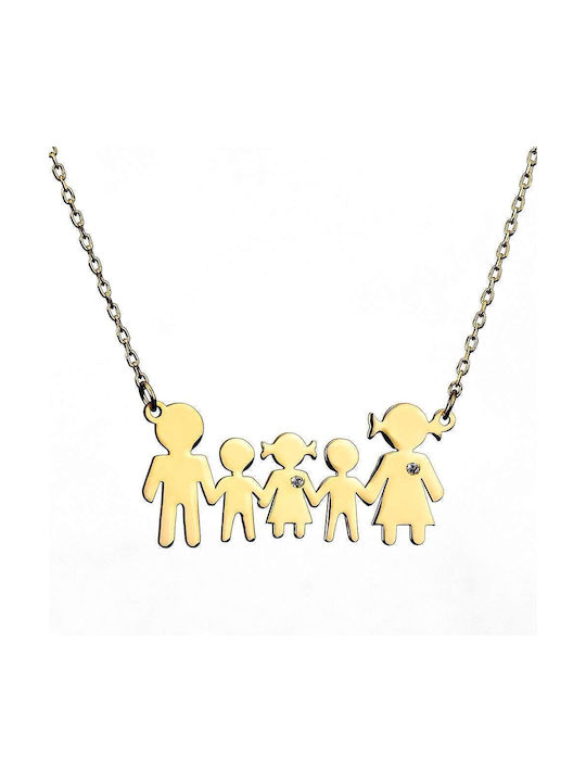 Goldsmith Necklace Family from Gold Plated Silver with Zircon