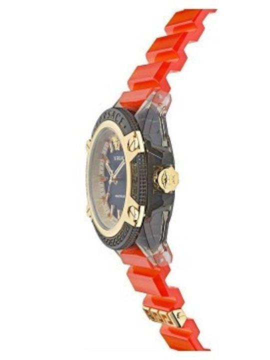 Versace Icon Women's Watch with Orange Rubber Strap