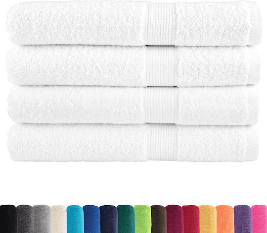 vidaXL Set 4 Hotel Pool and Beach Towels 200x80 cm 600gsm White