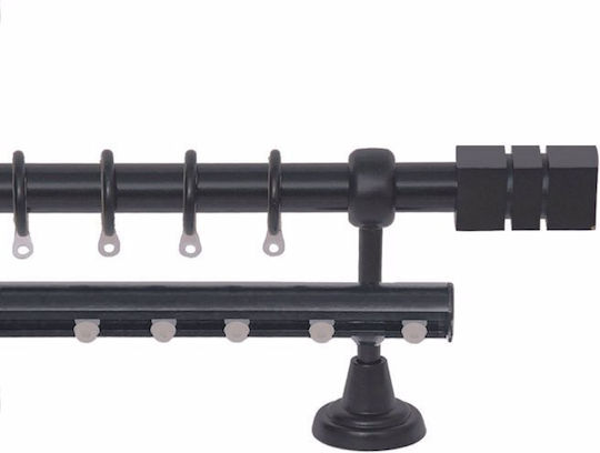Import Hellas Metallisch Vorhangstange No2 Doppel mit Schiene Φ25mm 160cm Black Checkmate
