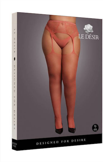 Σέξι Καλσόν Ζαρτιέρες Fishnet Lace Garterbelt Stockings 051 Red