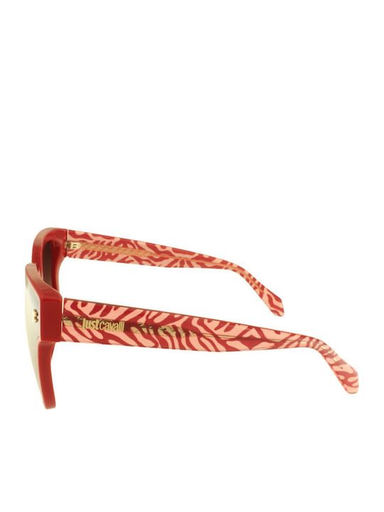 Just Cavalli Women's Sunglasses with Red Plastic Frame and Brown Gradient Lens JC089V 02GH
