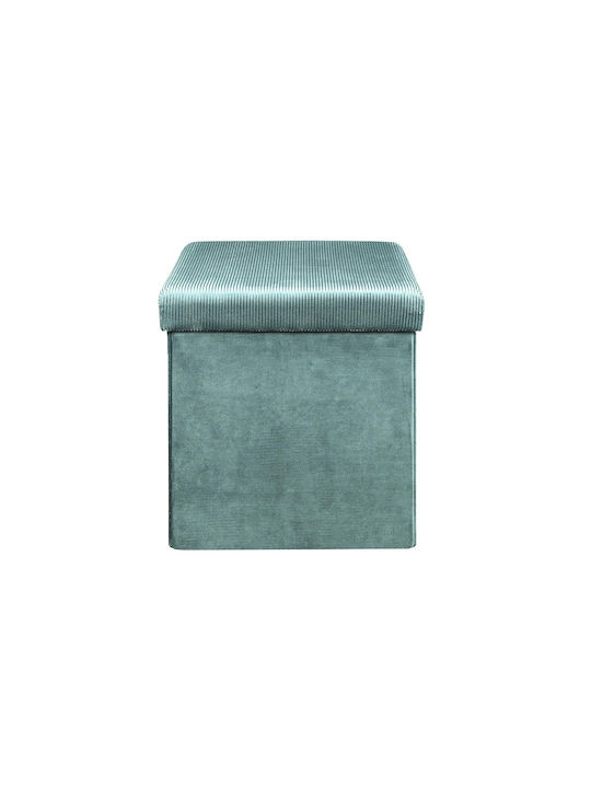 Stool For Living Room With Storage Space Upholstered with Velvet Blue 38x38x38cm