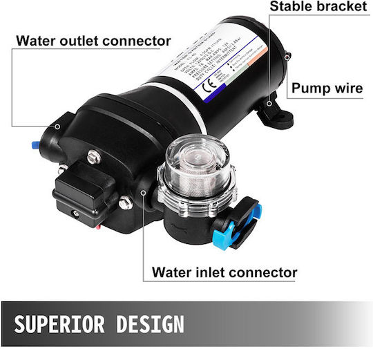 Automatic High Pressure Diaphragm Water Pump 40 Psi 12v Vevor Fl-40gmb12v000001v0