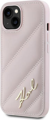 Karl Lagerfeld Back Cover Silicone / Plastic / Leather Pink (iPhone 15 Plus)