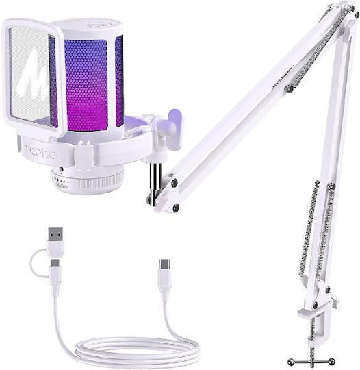 Maono DGM20 S Δυναμικό Microphone with USB Type-C Shock Mounted in White Color