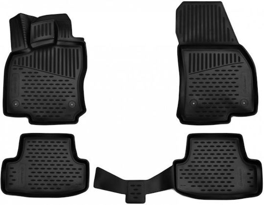 Novline Set of Front and Rear Mats 4pcs Tray Type for Volkswagen T-Roc 2017+ Black