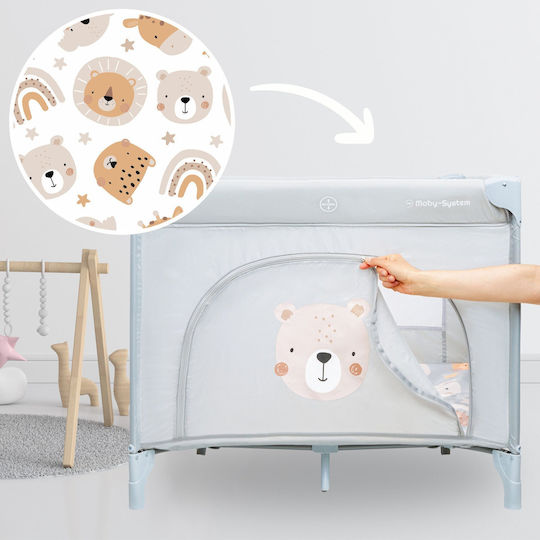 Moby System Teddy Bear Laufstall mit Matratze Gray 100x97cm