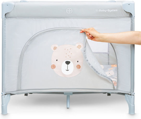 Moby System Teddy Bear Laufstall mit Matratze Gray 100x97cm