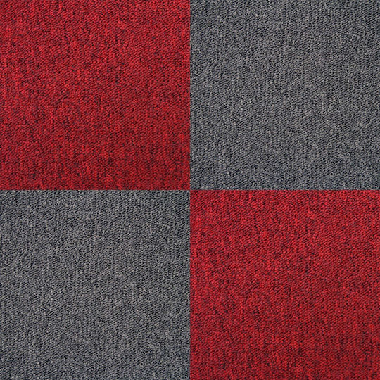 40 x Carpet Tiles 10m2 Scarlet Red and Charcoal Black