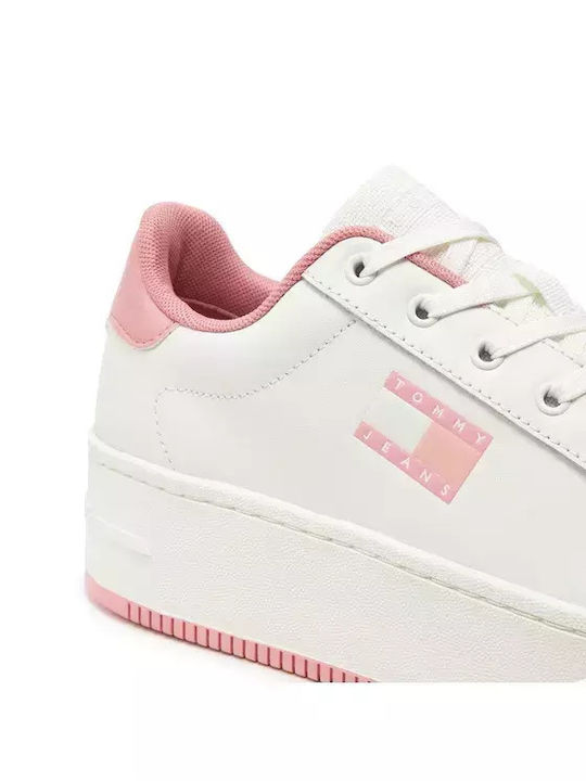 Tommy Hilfiger Γυναικεία Flatforms Sneakers Λευκό / Ροζ