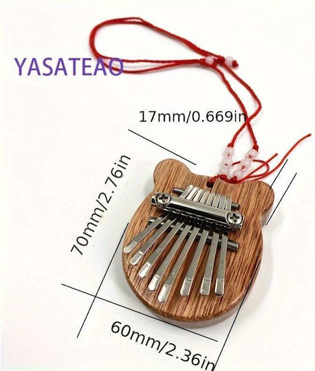 8 Νότες Φυσικό Ξύλο Θήκη Kalimba